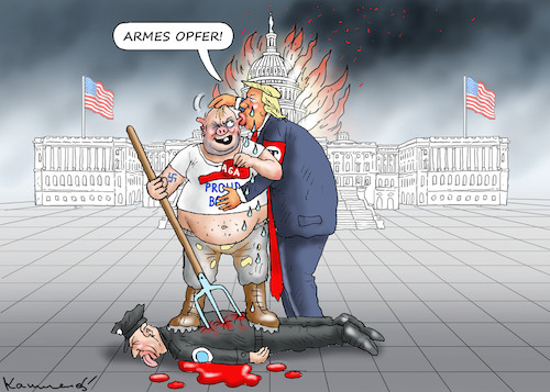 Cartoon: KAPITOL-OPFER UMKEHR (medium) by marian kamensky tagged freilassung,der,kapitolstürmer,trump,freilassung,der,kapitolstürmer,trump