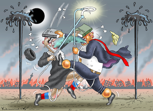 Cartoon: KRIEG DER RELIGIDIOTEN (medium) by marian kamensky tagged board,of,oil,peace,iran,trump,krieg,board,of,oil,peace,iran,trump,krieg