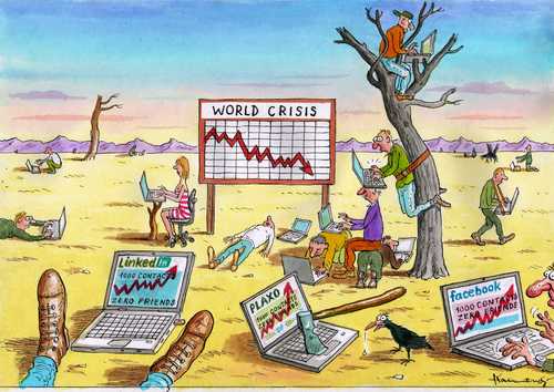 Cartoon: Thousand contacts-zero friends (medium) by marian kamensky tagged humor,krise,wirtschaftskrise,finanzkrise,wirtschaft,weltkrise