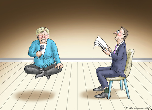 Cartoon: MERKEL- INTERVIEW (medium) by marian kamensky tagged merkel,interview,merkel,interview