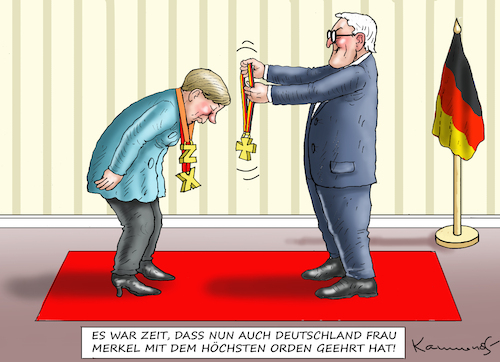 Cartoon: MERKEL GEEHRT (medium) by marian kamensky tagged merkel,geehrt,großkreuz,des,bundesverdienstordens,merkel,geehrt,großkreuz,des,bundesverdienstordens