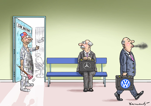 Cartoon: NEXT GERMAN PLEASE (medium) by marian kamensky tagged abgasskandal,mercedes,wolkswagen,abgasskandal,mercedes,wolkswagen