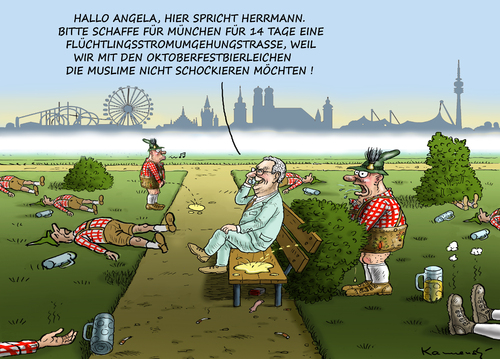 Cartoon: OKTOBERFEST (medium) by marian kamensky tagged eu,flüchtlinge,asyl,politik,willkommenskultur,terrorismus,heidenau,viktor,orban,oktoberfest,horst,seehofer,bayern,eu,flüchtlinge,asyl,politik,willkommenskultur,terrorismus,heidenau,viktor,orban,oktoberfest,horst,seehofer,bayern