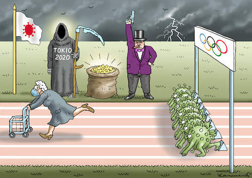 Cartoon: Olympia in Tokio (medium) by marian kamensky tagged olympia,in,tokio,olympia,in,tokio