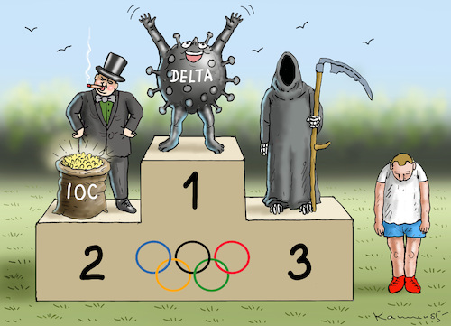 Cartoon: OLYMPISCHE SIEGER (medium) by marian kamensky tagged olympische,spiele,in,tokio,olympische,spiele,in,tokio