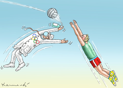 Cartoon: OLYMPISCHER HYGIENIKER (medium) by marian kamensky tagged olympische,spiele,in,tokio,olympische,spiele,in,tokio