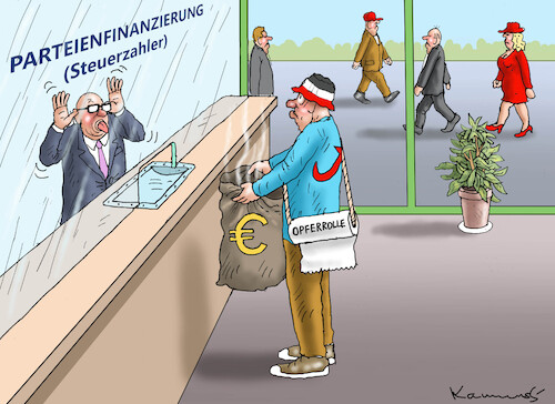 Cartoon: OPFERROLLENZUSCHÜSSE GESTRICHEN (medium) by marian kamensky tagged afd,verbotsverfahren,scholz,remigration,merz,cdu,höcke,afd,verbotsverfahren,scholz,remigration,merz,cdu,höcke