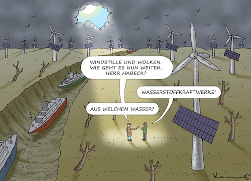 Cartoon: OPTIMIST HABECK (medium) by marian kamensky tagged optimist,habeck,wasserstoffkraftwerke,optimist,habeck,wasserstoffkraftwerke