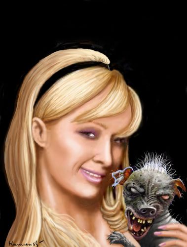 Cartoon: Paris Hilton Blindenhund (medium) by marian kamensky tagged chiwauwa,hilton,paris