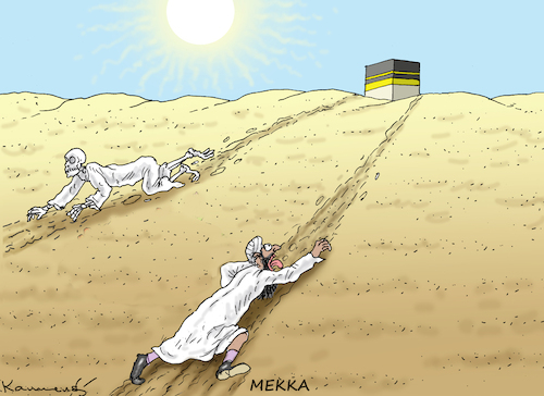 Cartoon: PILGERFAHRT NACH MEKKA (medium) by marian kamensky tagged pilgerfahrt,nach,mekka,hadch,pilgerfahrt,nach,mekka,hadch