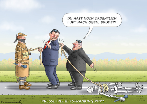 Cartoon: Pressefreiheits-Ranking 2023 (medium) by marian kamensky tagged pressefreiheits,ranking,2023,pressefreiheits,ranking,2023