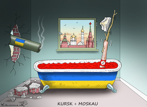 Cartoon: PUTIN GIBT AUF (medium) by marian kamensky tagged selenskyj,trifft,putin,kursk,selenskyj,trifft,putin,kursk