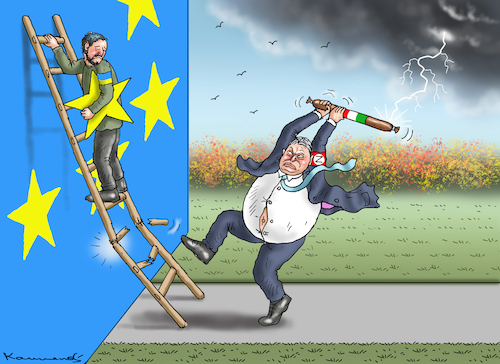 Cartoon: PUTINIST ORBAN (medium) by marian kamensky tagged blockierer,orban,blockierer,orban