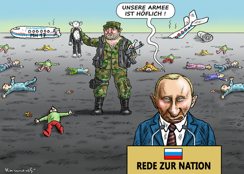 Cartoon: PUTINS REDE ZUR NATION (medium) by marian kamensky tagged vitali,klitsccko,ukraine,janukowitsch,demokratie,gewalt,bürgerkrieg,timoschenko,helmut,schmidt,putinversteher,flugzeugunglück,flugzeugabschuss,mh,17,donezk,vitali,klitsccko,ukraine,janukowitsch,demokratie,gewalt,bürgerkrieg,timoschenko,helmut,schmidt,putinversteher,flugzeugunglück,flugzeugabschuss,mh,17,donezk