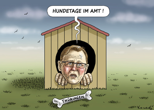 Cartoon: Ramelows 100 Tage (medium) by marian kamensky tagged bodo,ramelow,die,linke,joachim,gauck,thüringen,ministerpräsident,erfurt,bodo,ramelow,die,linke,joachim,gauck,thüringen,ministerpräsident,erfurt