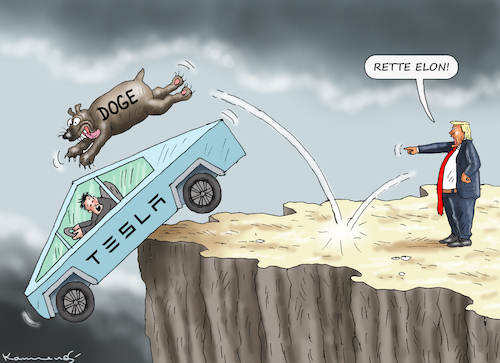 Cartoon: RETTE ELON! (medium) by marian kamensky tagged musk,trump,zuckerberg,bezos,felon,and,elon,in,panama,zölle,diktator,selenskyj,putin,ukraine,usa,tesla,doge,musk,trump,zuckerberg,bezos,felon,and,elon,in,panama,zölle,diktator,selenskyj,putin,ukraine,usa,tesla,doge