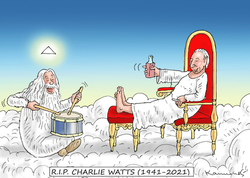 Cartoon: R.I.P. CHARLIE WATTS! (medium) by marian kamensky tagged rip,charlie,watts,rolling,stones,rip,charlie,watts,rolling,stones