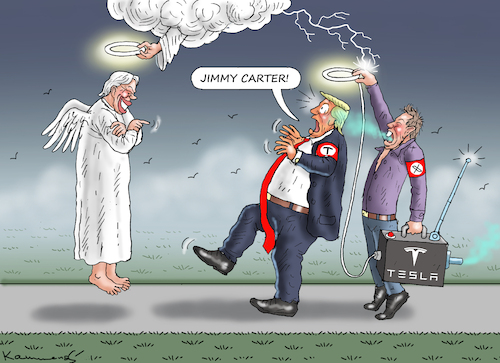 Cartoon: R.I.P. JIMMY CARTER (medium) by marian kamensky tagged jimmy,carter,trump,musk,jimmy,carter,trump,musk