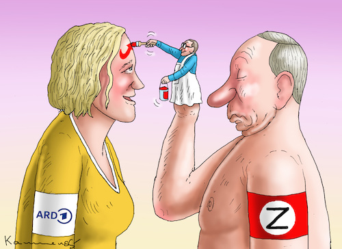 Cartoon: RUSSISCHER PROPAGANDASENDER ARD (medium) by marian kamensky tagged chrupalla,bei,lanz,afd,remigration,ard,chrupalla,bei,lanz,afd,remigration,ard