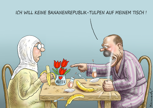 Cartoon: RUTTES FRÜHSTÜCKSGRÜSSE AN ERDO (medium) by marian kamensky tagged geert,wilders,hollandwahlen,rutte,erdogan,bananenrepublik,geert,wilders,hollandwahlen,rutte,erdogan,bananenrepublik