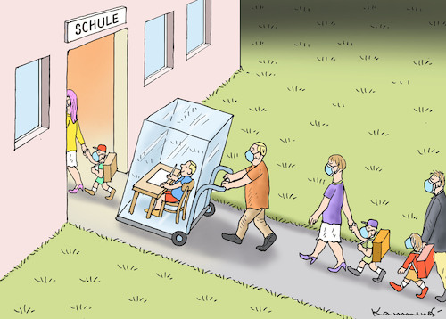 Cartoon: SCHULBEGINN (medium) by marian kamensky tagged coronavirus,epidemie,gesundheit,panik,stillegung,george,floyd,twittertrump,pandemie,coronavirus,epidemie,gesundheit,panik,stillegung,george,floyd,twittertrump,pandemie