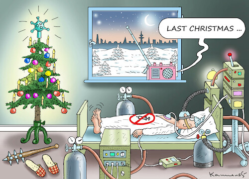 Cartoon: SCHWURBLER-WEIHNACHTEN (medium) by marian kamensky tagged curevac,testzentren,corona,impfung,pandemie,booster,omikron,impfpflicht,curevac,testzentren,corona,impfung,pandemie,booster,omikron,impfpflicht