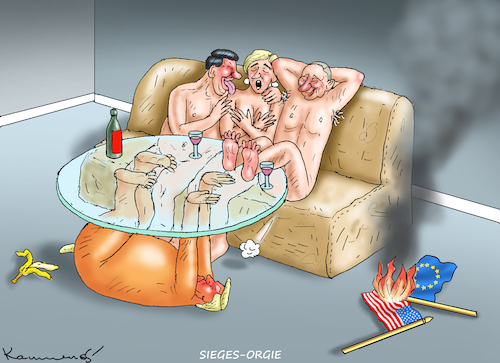 Cartoon: SIEGES-ORGIE (medium) by marian kamensky tagged putin,ukraine,kapitulation,trump,putin,ukraine,kapitulation,trump