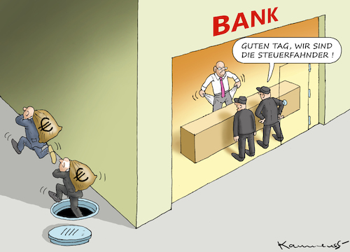 Cartoon: STEUER-RAZZIEN BEI DEN BANKEN (medium) by marian kamensky tagged deutsche,bank,commerzbank,fusion,bibel,weisheit,geld,kapital,deutsche,bank,commerzbank,fusion,bibel,weisheit,geld,kapital