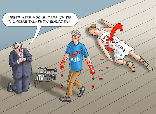 Cartoon: TALKSHOWS STATT PARTEIVERBOT! (medium) by marian kamensky tagged wahlen,in,sachsen,und,thüringen,afd,höcke,faschismus,wahlen,in,sachsen,und,thüringen,afd,höcke,faschismus