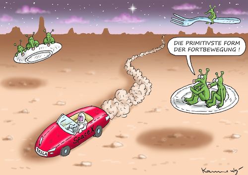 Cartoon: TESLA AUF DEM MARS (medium) by marian kamensky tagged tesla,auf,dem,mars,elon,musk,space,tesla,auf,dem,mars,elon,musk,space