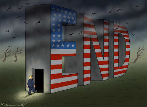 Cartoon: THE END (medium) by marian kamensky tagged trump,und,der,hurrikan,milton,us,wahlen,trump,und,der,hurrikan,milton,us,wahlen