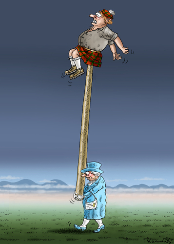 Cartoon: The Queen is amused (medium) by marian kamensky tagged schottentrennung,von,england,eu,hilfskonvoi,david,cameron,queen,elisabeth,schottentrennung,von,england,eu,hilfskonvoi,david,cameron,queen,elisabeth