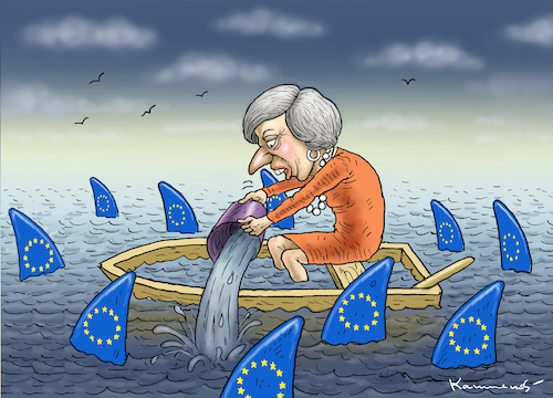 Cartoon: THERESA MAY UND DIE EU HAIE (medium) by marian kamensky tagged brexit,theresa,may,england,eu,schottland,weicher,wahlen,boris,johnson,brexit,theresa,may,england,eu,schottland,weicher,wahlen,boris,johnson