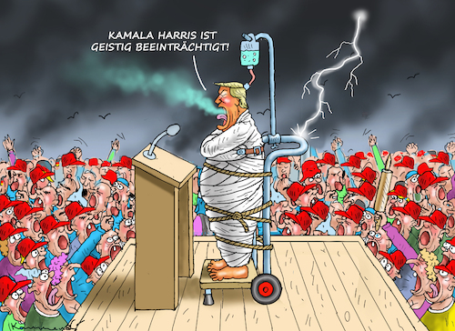 Cartoon: TRUMP ATTACKIERT HARRIS (medium) by marian kamensky tagged trump,attackier,harris,trump,attackier,harris