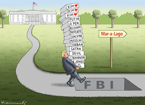 Cartoon: TRUMPS ENDEGELÄNDE (medium) by marian kamensky tagged holy,trump,schwangerschaftsabbruch,fbi,usa,holy,trump,schwangerschaftsabbruch,fbi,usa