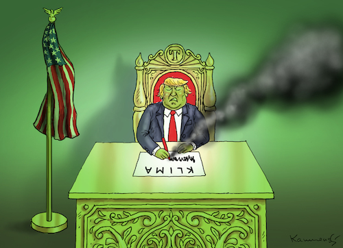 Cartoon: TRUMPS KLIMA-DEKRET (medium) by marian kamensky tagged obama,trump,präsidentenwahlen,usa,baba,vanga,republikaner,inauguration,trumps,klima,dekret,demokraten,wikileaks,faschismus,obama,trump,präsidentenwahlen,usa,baba,vanga,republikaner,inauguration,trumps,klima,dekret,demokraten,wikileaks,faschismus