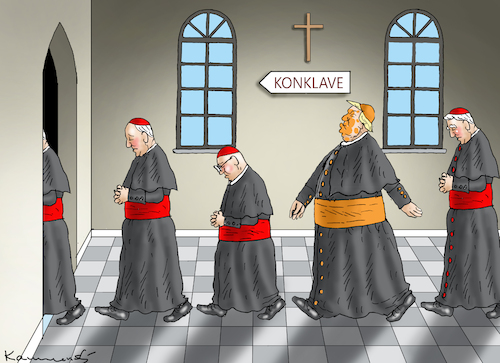 Cartoon: TRUMPS KONKLAVE (medium) by marian kamensky tagged trumps,konklave,papst,vatican,trumps,konklave,papst,vatican