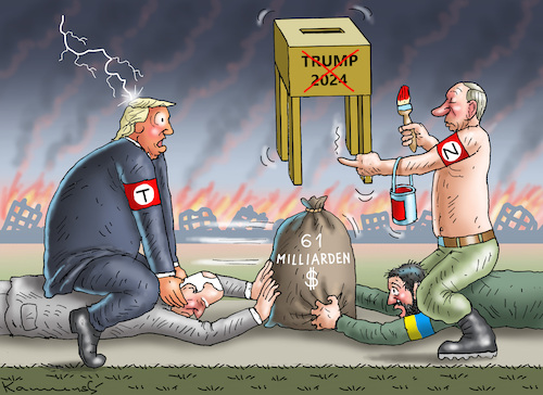 Cartoon: TRUMPS KONSEQUENZEN (medium) by marian kamensky tagged milliardenhilfe,für,die,ukraine,milliardenhilfe,für,die,ukraine