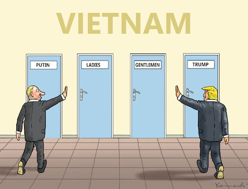 Cartoon: TRUMPUTIN IN VIETNAM (medium) by marian kamensky tagged trumputin,in,vietnam,trumputin,in,vietnam