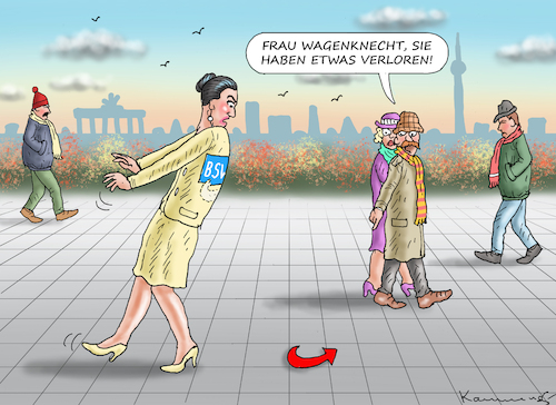Cartoon: WAGENKNECHT SPAZIERT (medium) by marian kamensky tagged sahra,wagenknecht,bsw,sahra,wagenknecht,bsw