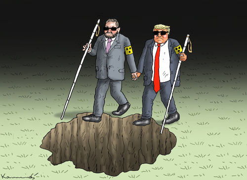 Cartoon: WENN BLINDER BLINDEN FÜHRT (medium) by marian kamensky tagged vance,von,paulus,zu,saulus,trump,harris,vance,von,paulus,zu,saulus,trump,harris