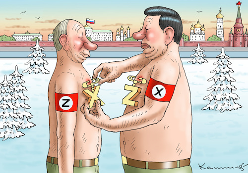 Cartoon: X BESUCHT Z (medium) by marian kamensky tagged xi,jinping,putin,staatsbesuch,moskau,xi,jinping,putin,staatsbesuch,moskau