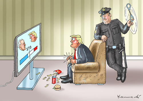 Cartoon: ZITTERPARTIE (medium) by marian kamensky tagged us,wahlen,joe,biden,trump,corona,bob,woodward,harris,pence,us,wahlen,joe,biden,trump,corona,bob,woodward,harris,pence