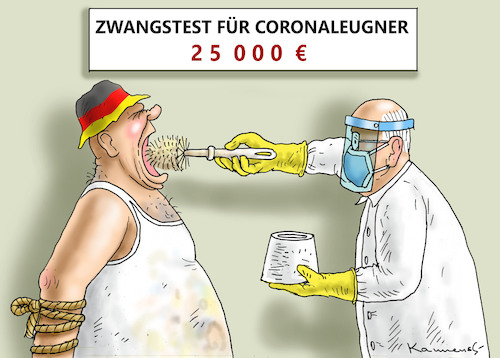 Cartoon: ZWANGSTEST (medium) by marian kamensky tagged coronavirus,epidemie,gesundheit,panik,stillegung,george,floyd,twittertrump,pandemie,coronavirus,epidemie,gesundheit,panik,stillegung,george,floyd,twittertrump,pandemie