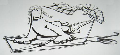 Cartoon: Bored Bear Fly (medium) by oblyman tagged obly