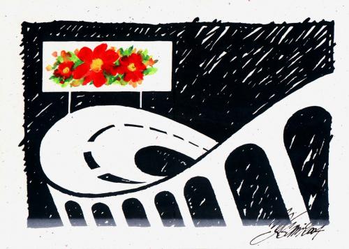 Cartoon: Fiori (medium) by Andrea Bersani tagged flowers,plants,traffic,climate,change,pollution,cars