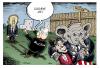 Cartoon: Dragging McCain (small) by Lemon tagged lieberman,palin,mccain,republicans