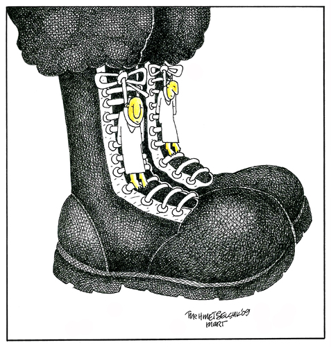 Cartoon: Postal (medium) by Mehmet Selcuk tagged military,boots