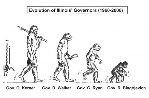 Cartoon: Evolution of Illinoins Governors (medium) by Thommy tagged us,election,senete,obama,illiniois,goverenor