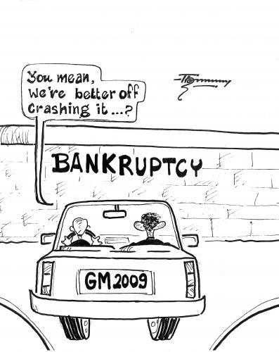 Cartoon: GM and Obama and Banckrupcy (medium) by Thommy tagged gm,obama,auto,bailout,and